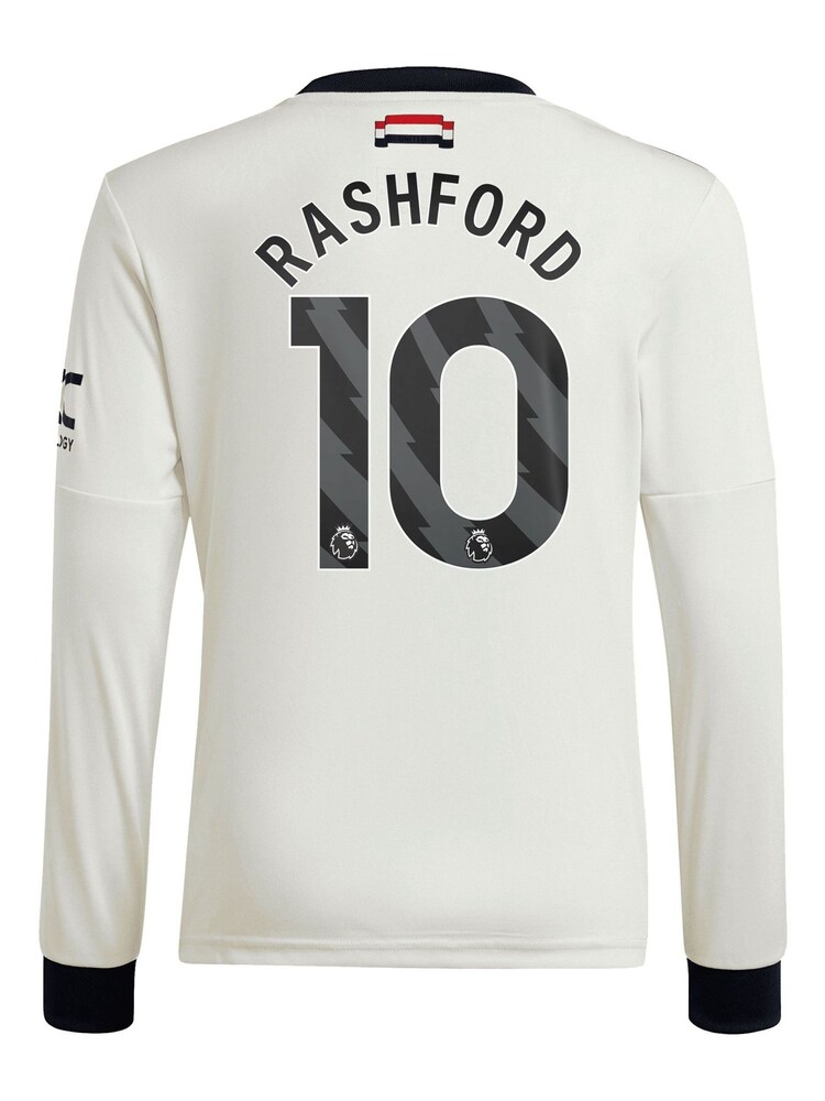 adidas Kids Manchester United EPL Third Shirt 2024-25 Long Sleeve with Rashford 10 Printing - Imagen 3 de 3