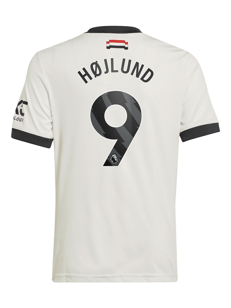 adidas White Kids Manchester United EPL Third Shirt 2024-25 with Hojlund 9 Printing - Image 3 of 3