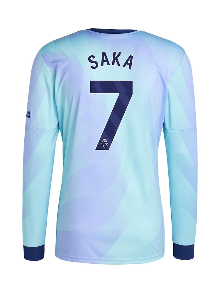 adidas orignal Blue Arsenal Third Shirt 2024-25 Long Sleeve Saka 7 Printing - Image 3 of 3