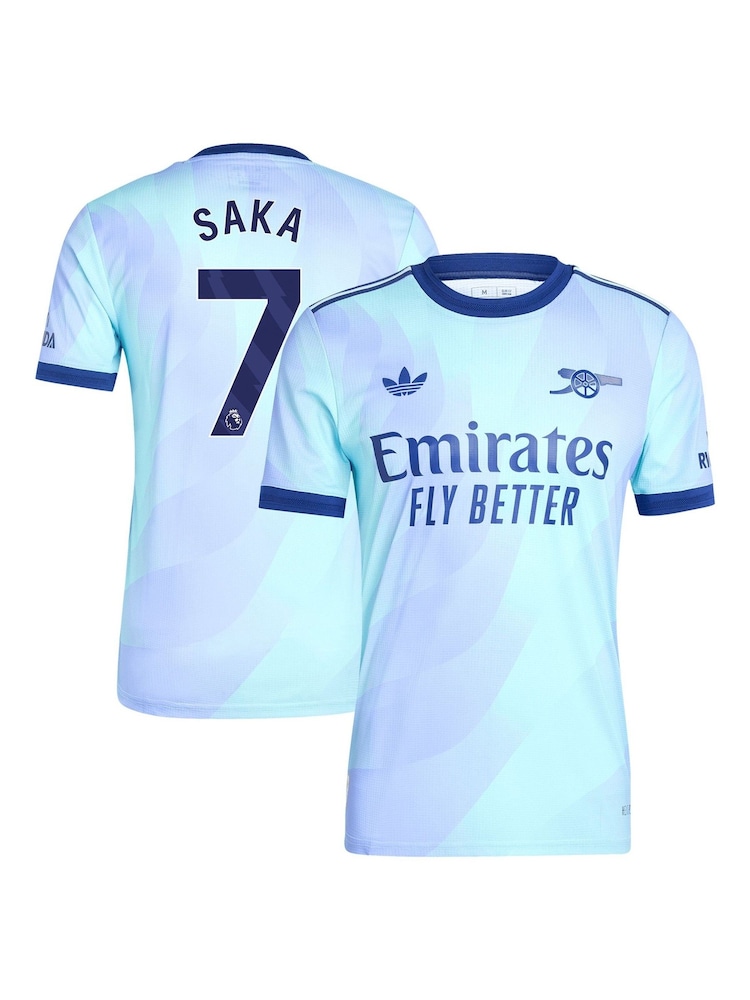 adidas orignal Blue Arsenal Third Authentic Shirt 2024-25 Saka 7 Printing - Image 1 of 3
