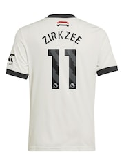 adidas White Kids Manchester United EPL Third Shirt 2024-25 with Zirkzee 11 Printing - Image 3 of 3