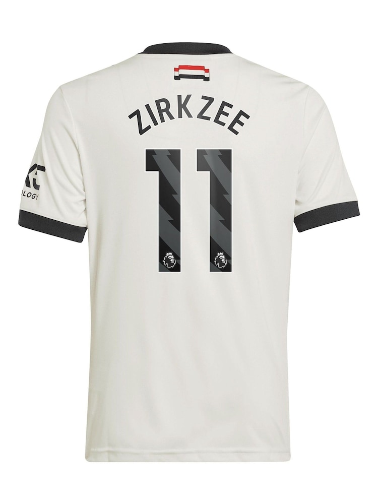 adidas White Kids Manchester United EPL Third Shirt 2024-25 with Zirkzee 11 Printing - Image 3 of 3