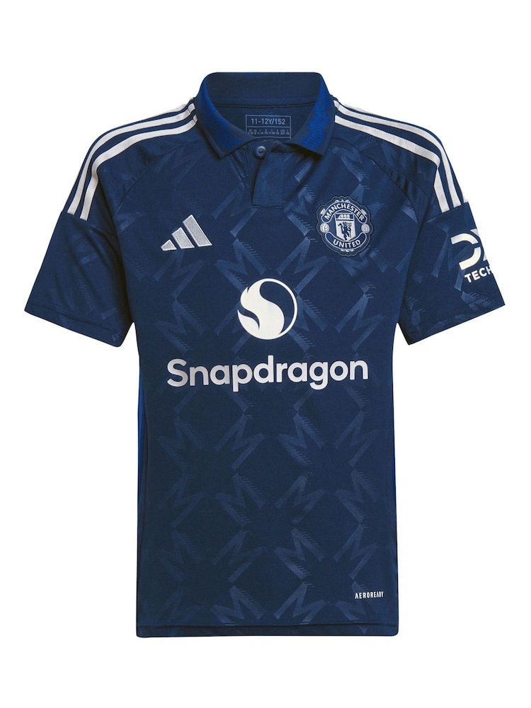 adidas Blue Kids Manchester United EPL Away Shirt 2024-25 with Zirkzee 11 Printing - Image 2 of 3