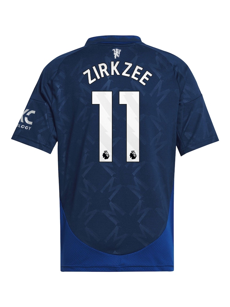 adidas Blue Kids Manchester United EPL Away Shirt 2024-25 with Zirkzee 11 Printing - Image 3 of 3