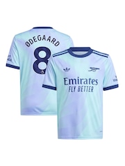 adidas Blue Kids Arsenal Third Shirt 2024-25 with Odegaard 8 Printing - Image 1 of 3
