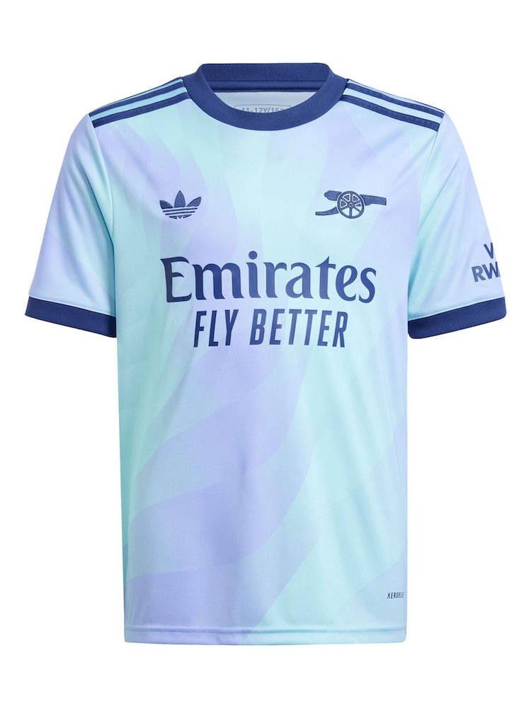 adidas Blue Kids Arsenal Third Shirt 2024-25 with Odegaard 8 Printing - Image 2 of 3