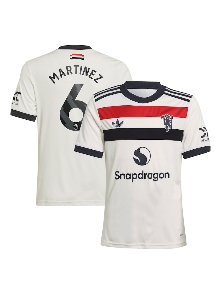 adidas White Kids Manchester United EPL Third Shirt 2024-25 with Martinez 6 Printing - Image 1 of 3