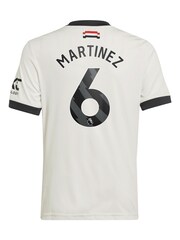 adidas White Kids Manchester United EPL Third Shirt 2024-25 with Martinez 6 Printing - Image 3 of 3