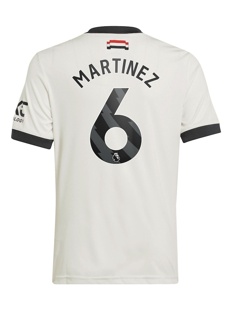 adidas White Kids Manchester United EPL Third Shirt 2024-25 with Martinez 6 Printing - Image 3 of 3