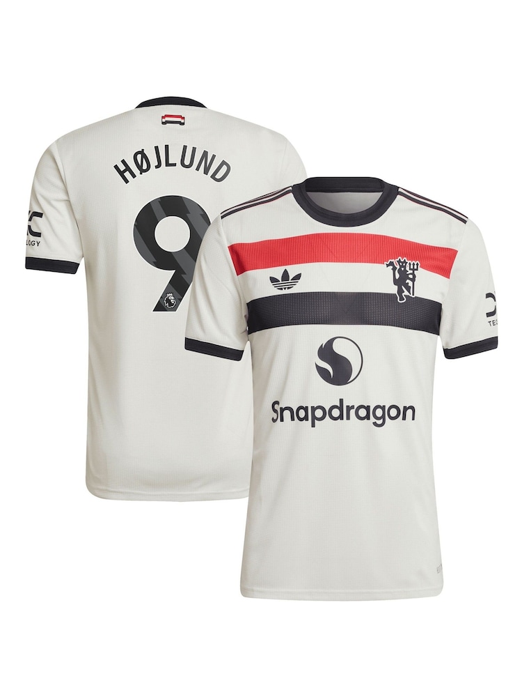 adidas orignal White Manchester United EPL Third Authentic Shirt 2024-25 With Hojlund 9 Printing - Image 3 of 3
