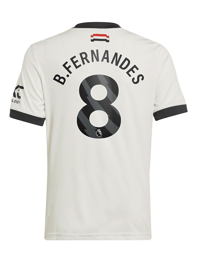 adidas White Kids Manchester United EPL Third Shirt 2024-25 with B.Fernandes 8 Printing - Image 3 of 3