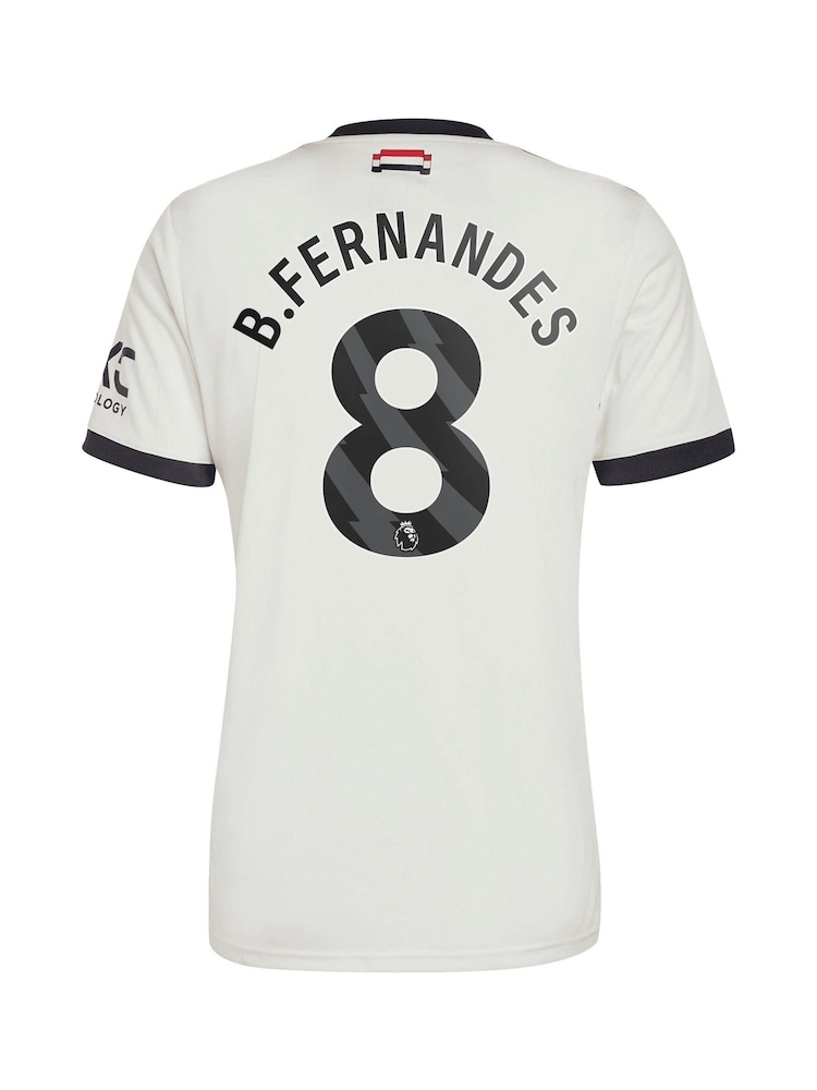 adidas orignal White Manchester United EPL Third Shirt 2024-25 With B.Fernandes 8 Printing - Image 3 of 3