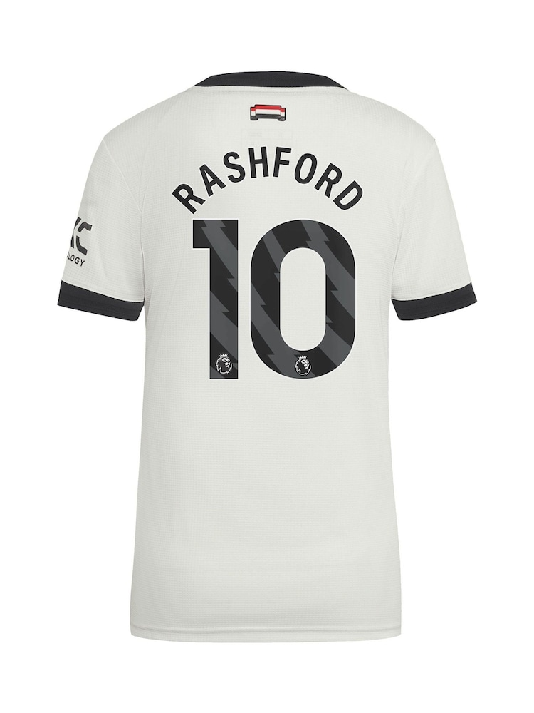 adidas orignal White Womens Manchester United EPL Third Authentic Shirt 2024-25 With Rashford 10 Printing - Image 2 of 3