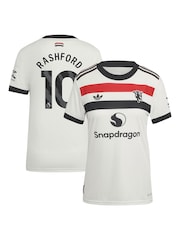 adidas orignal White Womens Manchester United EPL Third Authentic Shirt 2024-25 With Rashford 10 Printing - Image 3 of 3