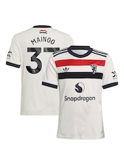 adidas White Kids Manchester United EPL Third Shirt 2024-25 with Mainoo 37 Printing - Image 1 of 3