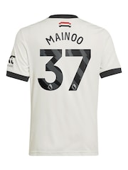 adidas White Kids Manchester United EPL Third Shirt 2024-25 with Mainoo 37 Printing - Image 3 of 3