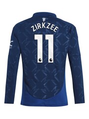 adidas Blue Kids Manchester United EPL Away Shirt 2024-25 Long Sleeve with Zirkzee 11 Printing - Image 3 of 3