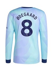 adidas Blue Original Arsenal Third Shirt 2024-25 Long Sleeve With Odegaard 8 Printing - Image 2 of 3