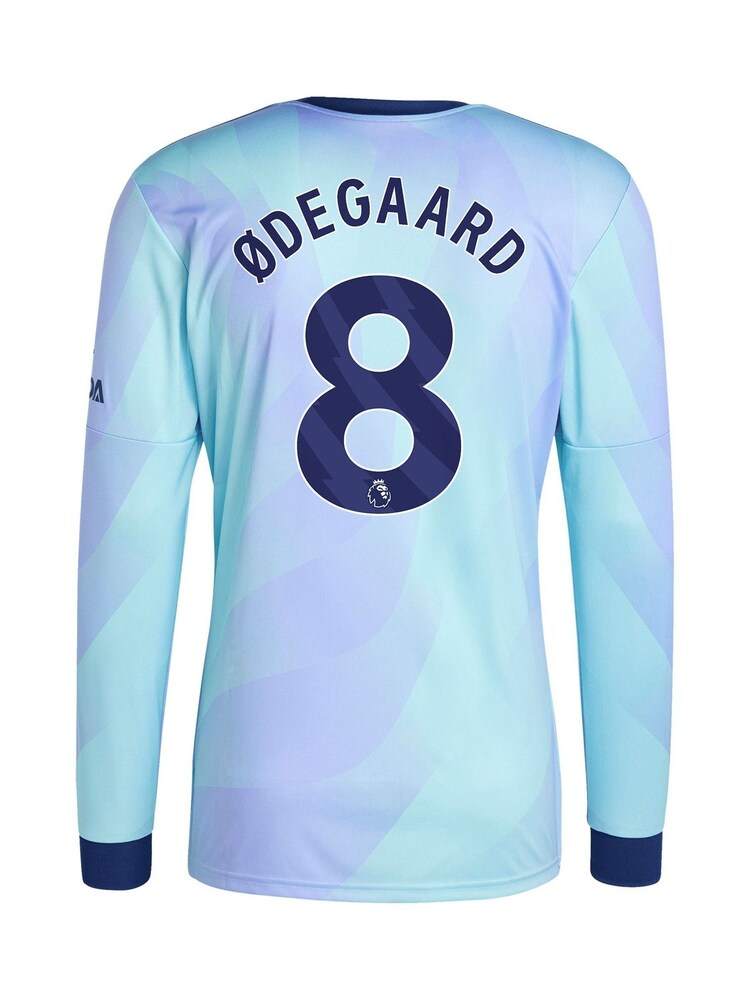 adidas Blue Original Arsenal Third Shirt 2024-25 Long Sleeve With Odegaard 8 Printing - Image 2 of 3