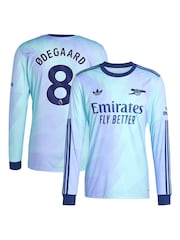 adidas Blue Original Arsenal Third Shirt 2024-25 Long Sleeve With Odegaard 8 Printing - Image 3 of 3