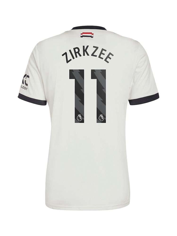 adidas White Manchester United EPL Third Shirt 2024-25 with Zirkzee 11 Printing - Image 3 of 3