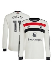 adidas White Manchester United EPL Third Shirt 2024-25 Long sleeve with Zirkzee 11 Printing - Image 1 of 3