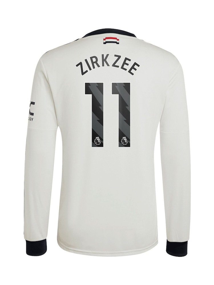 adidas White Manchester United EPL Third Shirt 2024-25 Long sleeve with Zirkzee 11 Printing - Image 3 of 3