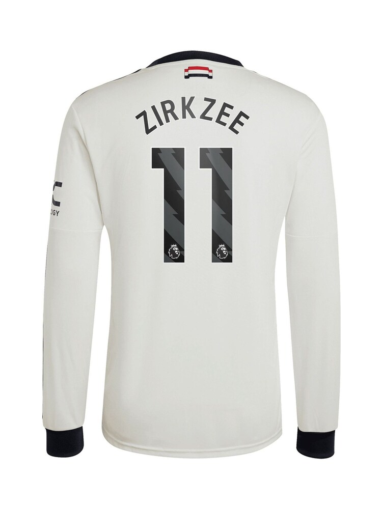 adidas White Manchester United EPL Third Shirt 2024-25 Long sleeve with Zirkzee 11 Printing - Image 3 of 3 adidas White Manchester United EPL Third Shirt 2024-25 Long sleeve with Zirkzee 11 Printing - Image 3 of 3