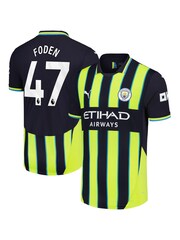 Puma Blue Manchester City Away Authentic Shirt 2024-25 Foden 47 Printing - Image 1 of 3
