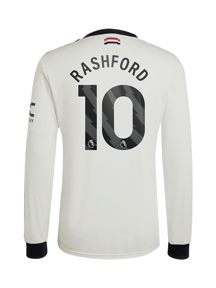 adidas White Original Manchester United EPL Third Shirt 2024-25 Long sleeve With Rashford 10 Printing - Image 2 of 3