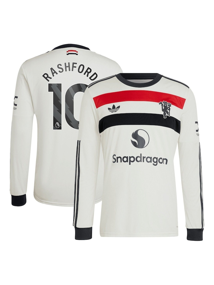 adidas White Original Manchester United EPL Third Shirt 2024-25 Long sleeve With Rashford 10 Printing - Image 3 of 3