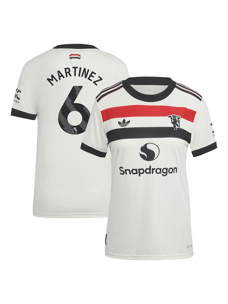 adidas White Womens Manchester United EPL Third Authentic Shirt 2024-25 With Martinez 6 printing - Image 1 of 3