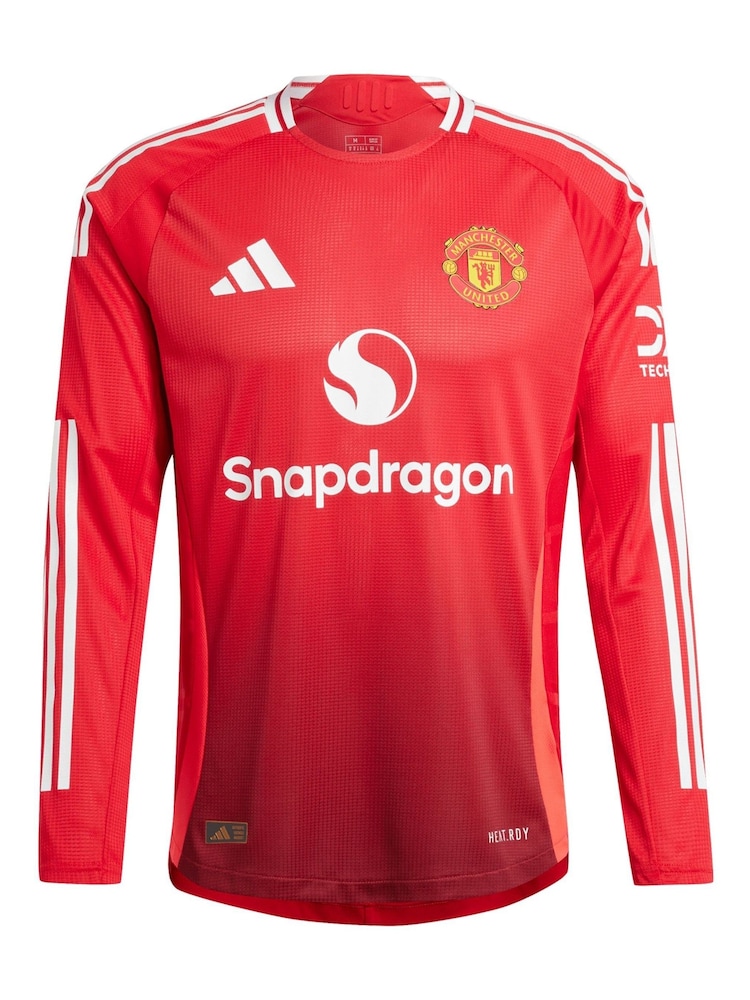 adidas Red Manchester United EPL Home Authentic Shirt 2024-25 Long Sleeve with Zirkzee 11 Printing - Image 2 of 3