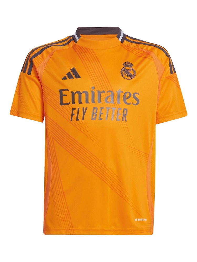 adidas Orange Kids Real Madrid Away Shirt 2024-25 Bellingham 5 Printing - Image 2 of 3