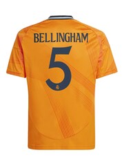 adidas Orange Kids Real Madrid Away Shirt 2024-25 Bellingham 5 Printing - Image 3 of 3