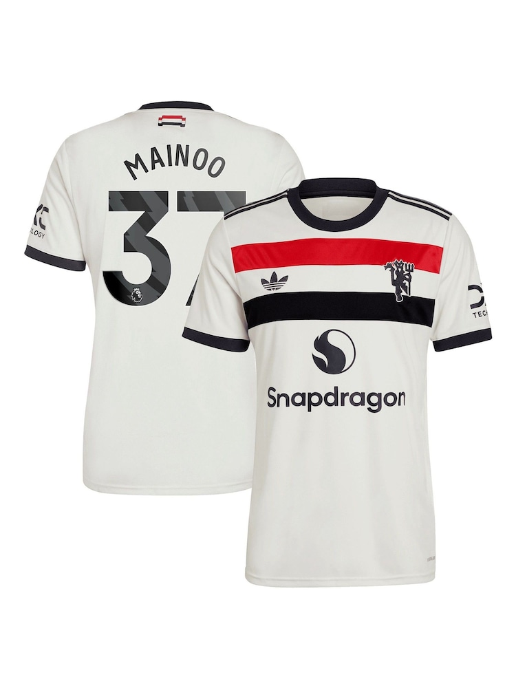 adidas White Original Manchester United EPL Third Shirt 2024-25 With Mainoo 37 Printing - Image 1 of 3