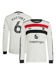 adidas White Manchester United EPL Third Shirt 2024-25 Long Sleeve With Martinez 6 Printing - Image 1 of 3