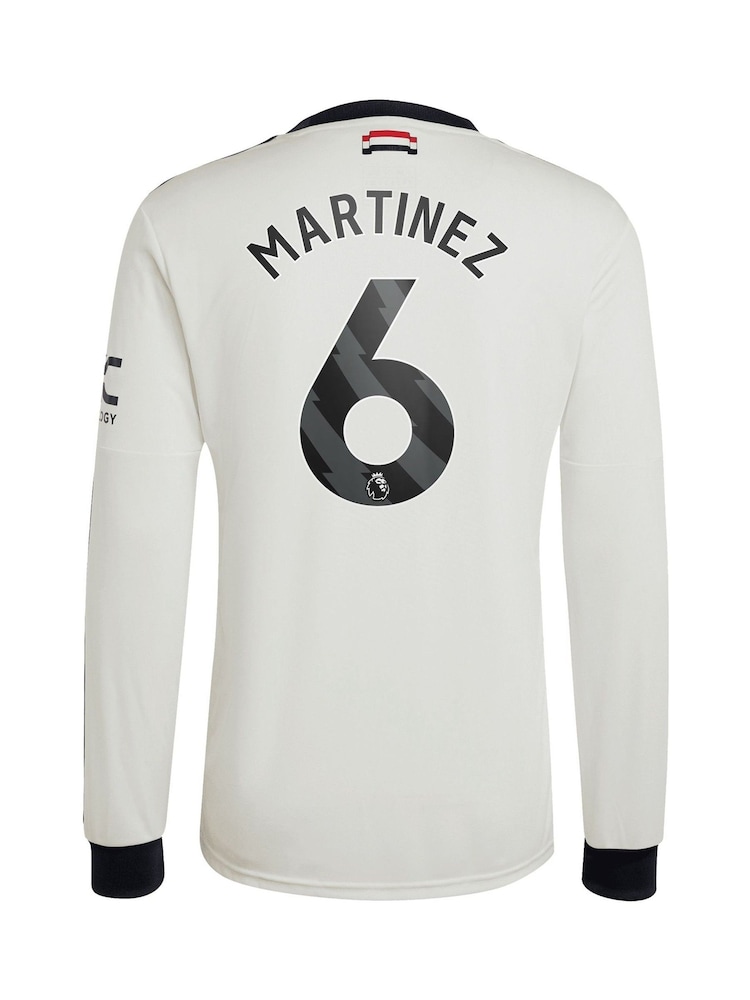 adidas White Manchester United EPL Third Shirt 2024-25 Long Sleeve With Martinez 6 Printing - Image 3 of 3