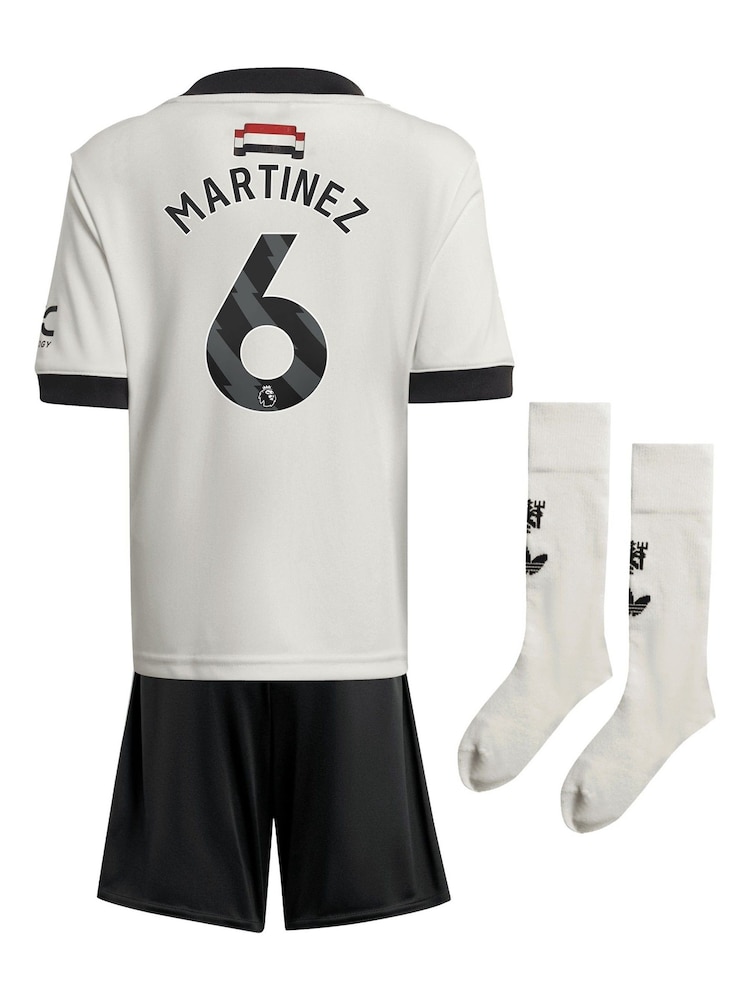 adidas White Manchester United EPL Third Mini Kit 2024-25 with Martinez 6 Printing - Image 3 of 3