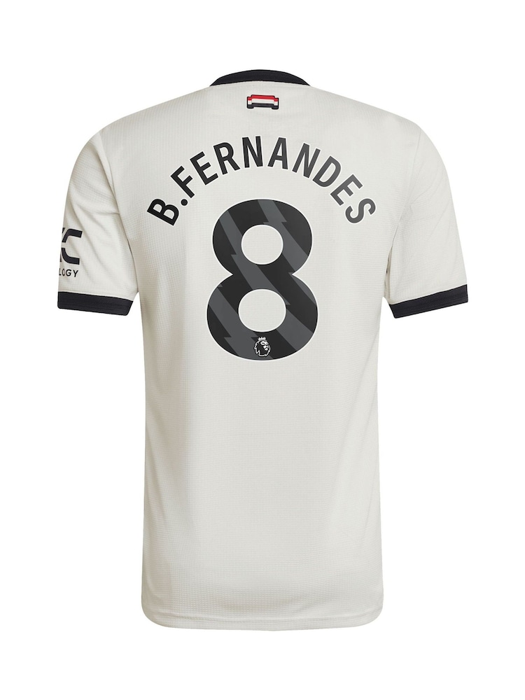 adidas White Original Manchester United EPL Third Authentic Shirt 2024-25 With B.Fernandes 8 Printing - Image 2 of 3