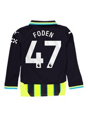 Puma Blue Kids Manchester City Away Shirt 2024-25 Long Sleeve Foden 47 Printing - Image 3 of 3