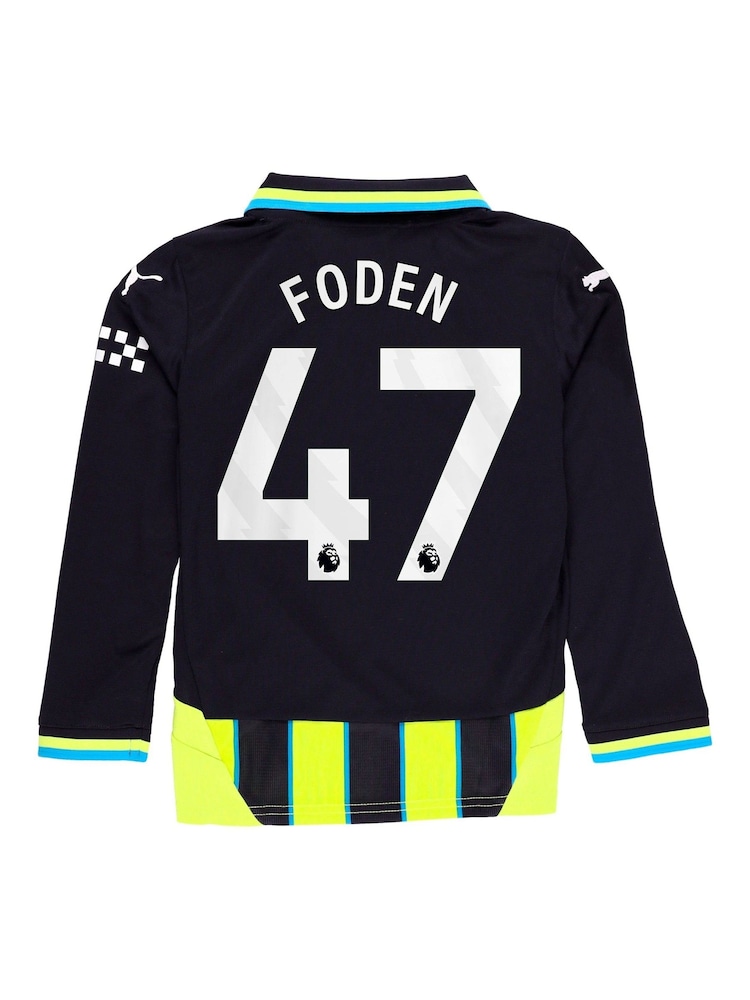 Puma Blue Kids Manchester City Away Shirt 2024-25 Long Sleeve Foden 47 Printing - Image 3 of 3