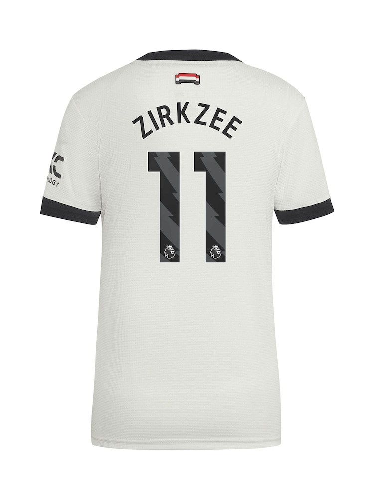 adidas White Womens Manchester United EPL Third Authentic Shirt 2024-25 With Zirkzee 11 Printing - Image 3 of 3