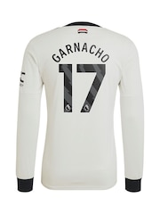 adidas White Original Manchester United EPL Third Authentic Shirt 2024-25 Long sleeve With Garnacho 17 Printing - Image 2 of 3