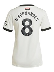 adidas White Original Womens Manchester United EPL Third Shirt 2024-25 With B.Fernandes 8 Printing - Image 2 of 3