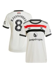 adidas White Original Womens Manchester United EPL Third Shirt 2024-25 With B.Fernandes 8 Printing - Image 3 of 3