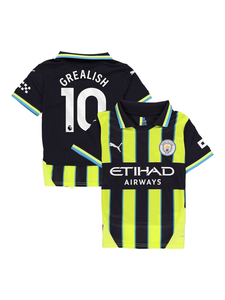Puma Blue Kids Manchester City Away Shirt 2024-25 Grealish 10 Printing - Image 1 of 3