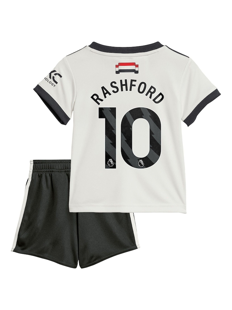 adidas White Manchester United EPL Third Kit 2024-25 Baby with Rashford 10 Printing - Image 3 of 3