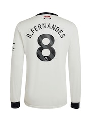 adidas White Original Manchester United EPL Third Shirt 2024-25 Long sleeve with B.Fernandes 8 Printing - Image 2 of 3
