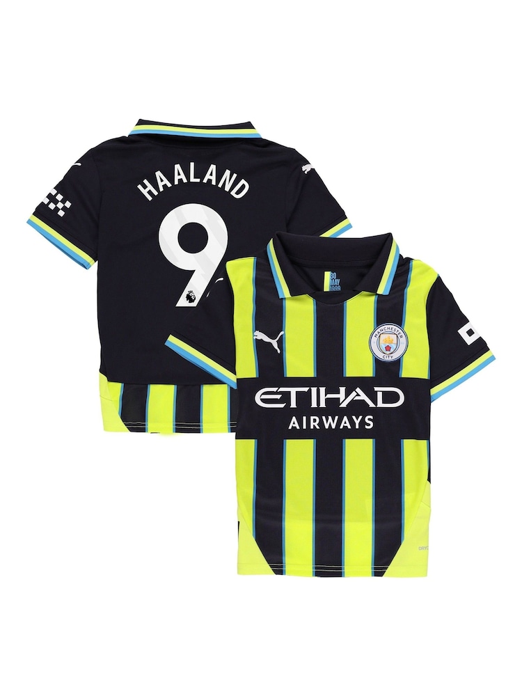 Puma Blue Kids Manchester City Away Shirt 2024-25 Haaland 9 Printing - Image 1 of 3